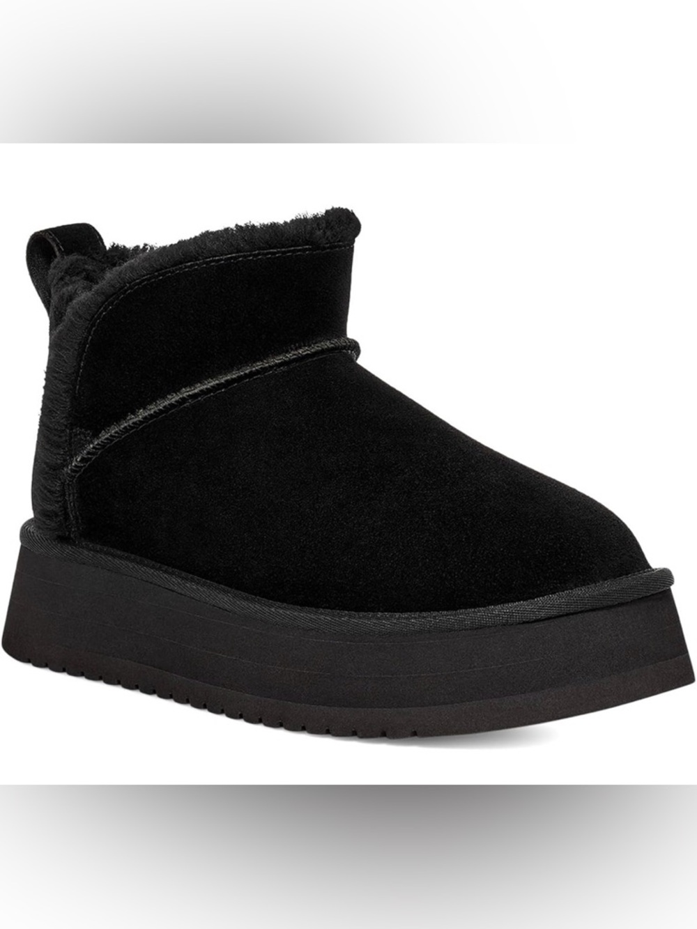 Koolaburra by Ugg Black Suede Plush-Lined Slip-On Mini Bootie size 7